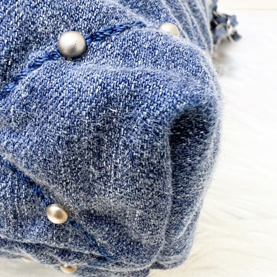 Chanel 22 Small Hobo Bag in 24S Studded Washed Denim and SHW (Model: AS3260)