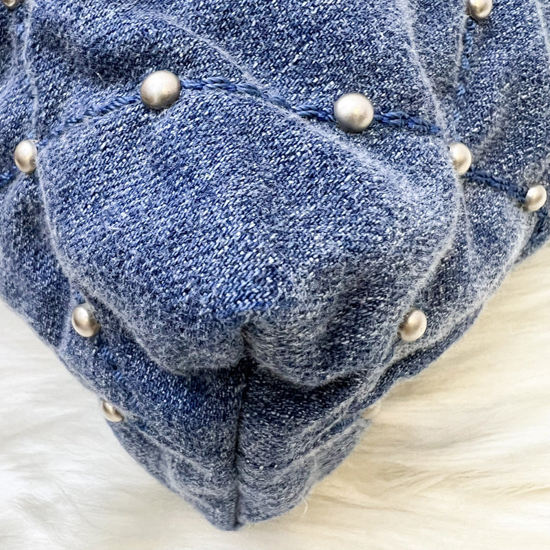 Chanel 22 Small Hobo Bag in 24S Studded Washed Denim and SHW (Model: AS3260)