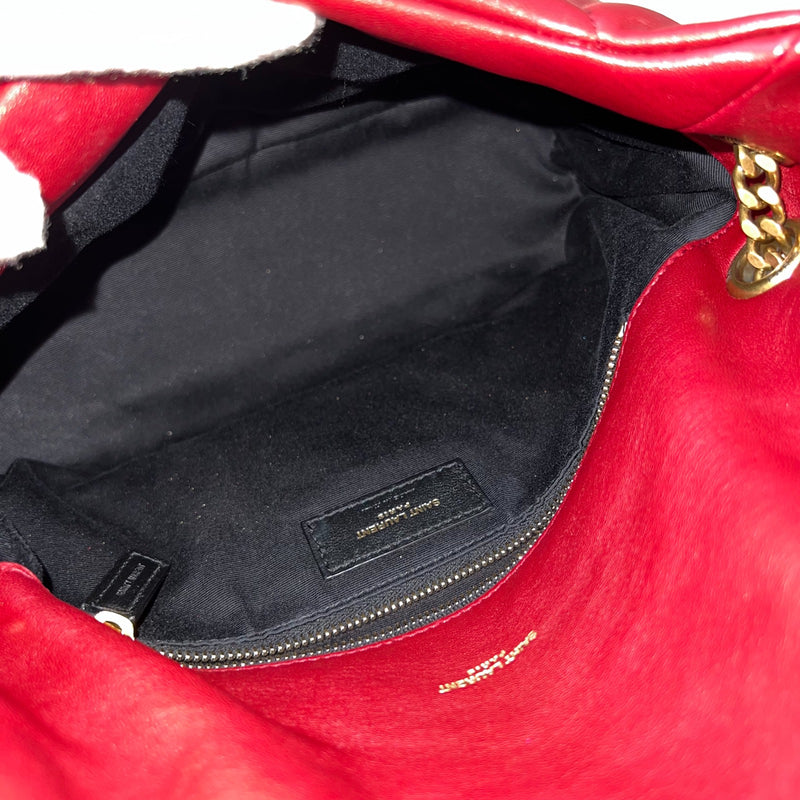 Saint Laurent YSL Small Loulou Puffer Bag in Raspberry Red Lambskin and GHW