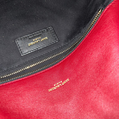 Saint Laurent YSL Small Loulou Puffer Bag in Raspberry Red Lambskin and GHW