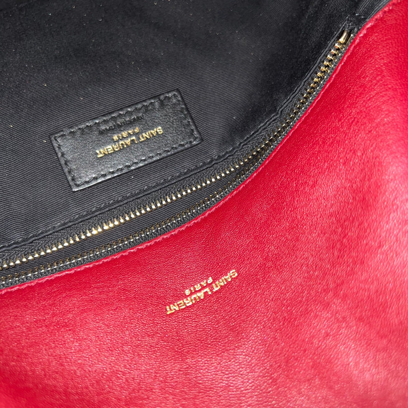 Saint Laurent YSL Small Loulou Puffer Bag in Raspberry Red Lambskin and GHW