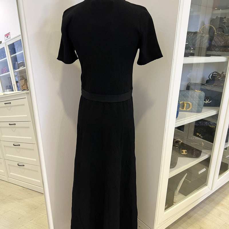 Chanel 25B Knitted Maxi Black Dress in Viscose and Polyester Sz 40 (Model: P80278)