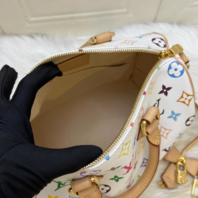 [Local Set - Jun 2025] LV Louis Vuitton x Takashi Murakami Speedy 25 in Multicolore Blanc Monogram Canvas and GHW