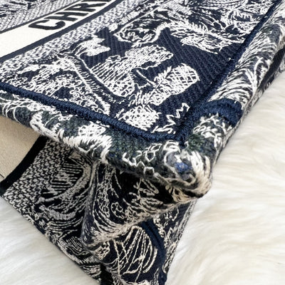 Dior Medium Book Tote in Blue and Ecru Toile de Jouy Reverse Embroidery Canvas (Model: M1296ZRGO, Colour: M928)