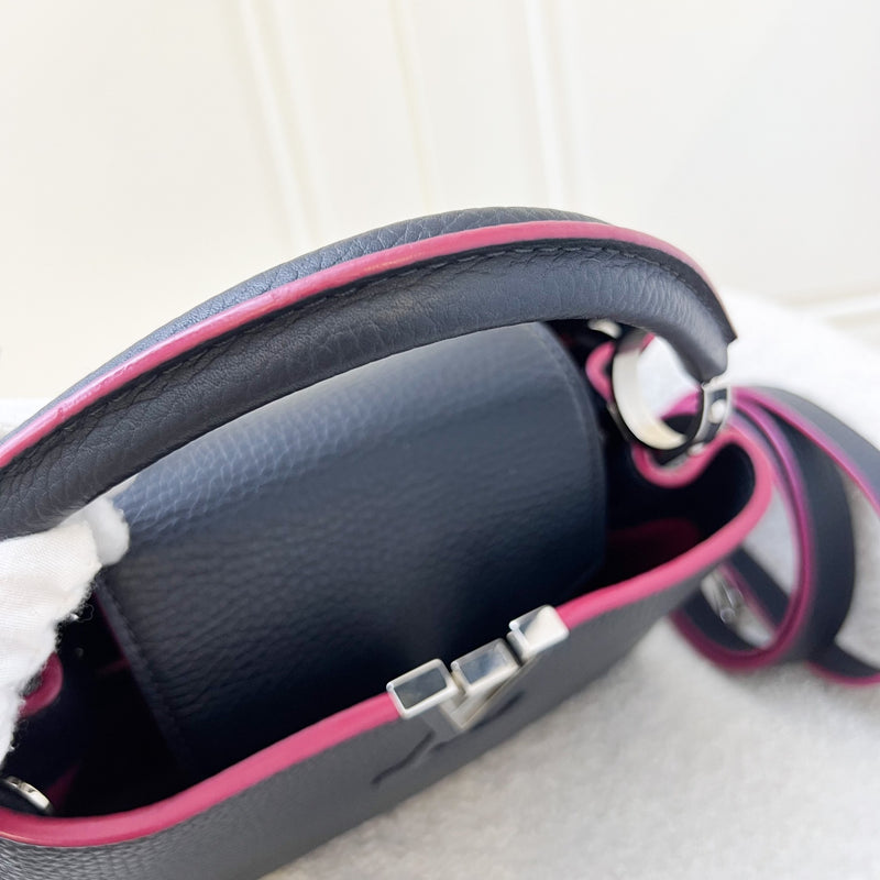 LV Capucines BB Bag in Navy Taurillon Leather Fuchsia Interior and SHW