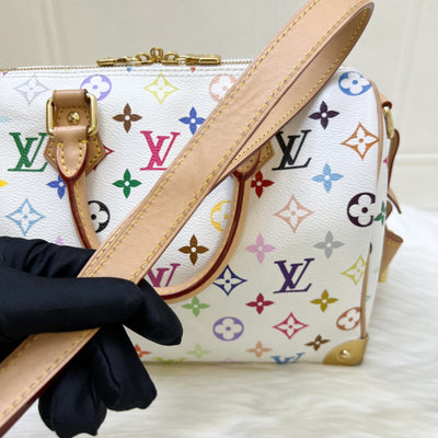 [Local Set - Jun 2025] LV Louis Vuitton x Takashi Murakami Speedy 25 in Multicolore Blanc Monogram Canvas and GHW