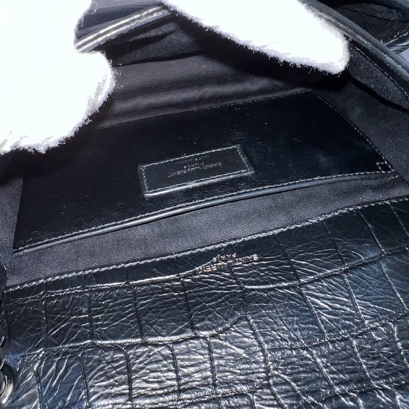 Saint Laurent Niki Baby in Black Crocodile-Embossed Leather BHW