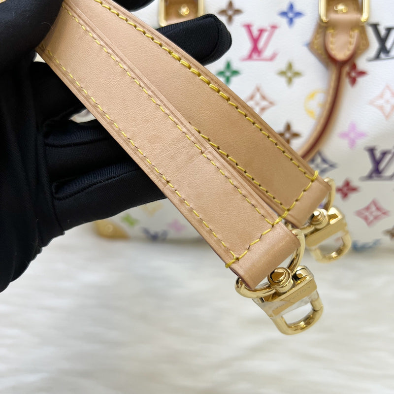 [Local Set - Jun 2025] LV Louis Vuitton x Takashi Murakami Speedy 25 in Multicolore Blanc Monogram Canvas and GHW