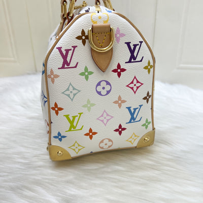 [Local Set - Jun 2025] LV Louis Vuitton x Takashi Murakami Speedy 25 in Multicolore Blanc Monogram Canvas and GHW