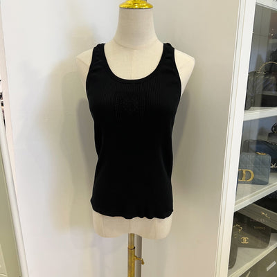 Chanel 25B Knitted Tank Top in Black Cotton and Polyamide Sz 38 (Model: P80152)