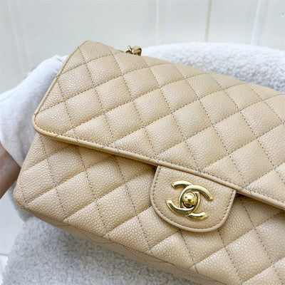 Chanel Medium Classic Flap CF in Beige Caviar and GHW