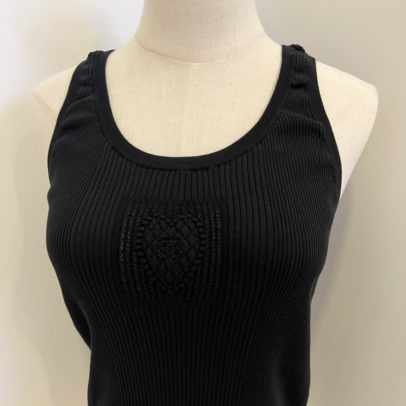 Chanel 25B Knitted Tank Top in Black Cotton and Polyamide Sz 38 (Model: P80152)