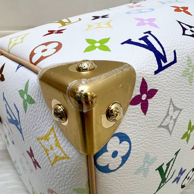 [Local Set - Jun 2025] LV Louis Vuitton x Takashi Murakami Speedy 25 in Multicolore Blanc Monogram Canvas and GHW