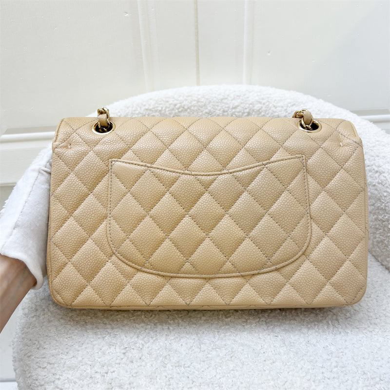 Chanel Medium Classic Flap CF in Beige Caviar and GHW