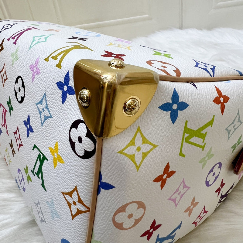 [Local Set - Jun 2025] LV Louis Vuitton x Takashi Murakami Speedy 25 in Multicolore Blanc Monogram Canvas and GHW