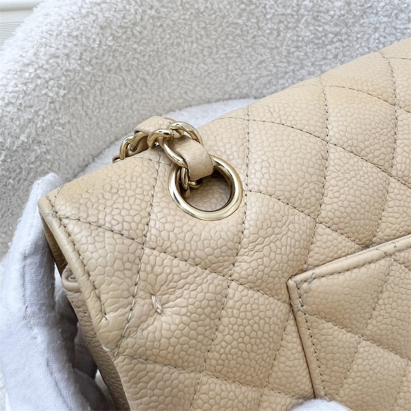 Chanel Medium Classic Flap CF in Beige Caviar and GHW