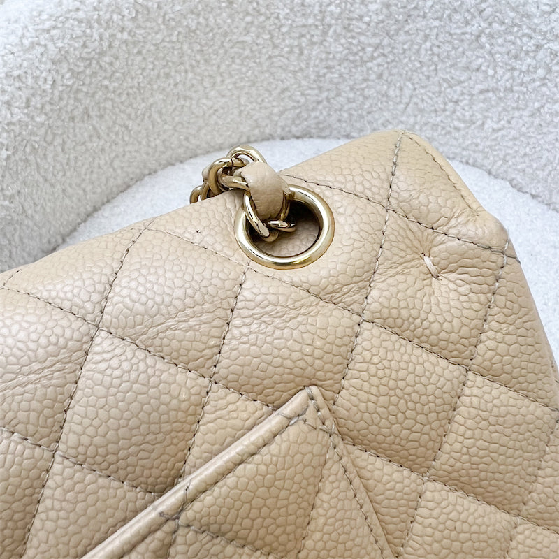 Chanel Medium Classic Flap CF in Beige Caviar and GHW