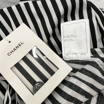 Chanel Pinstripe Long Pants with CC Mini Crystals Sz 36 (Model: P76233)