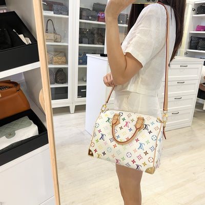 [Local Set - Jun 2025] LV Louis Vuitton x Takashi Murakami Speedy 25 in Multicolore Blanc Monogram Canvas and GHW
