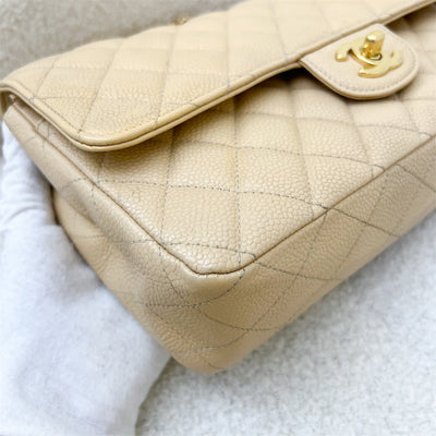 Chanel Medium Classic Flap CF in Beige Caviar and GHW