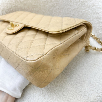 Chanel Medium Classic Flap CF in Beige Caviar and GHW