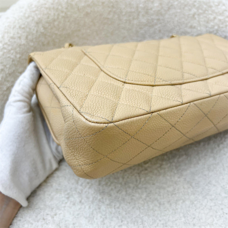 Chanel Medium Classic Flap CF in Beige Caviar and GHW