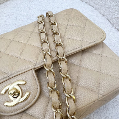 Chanel Medium Classic Flap CF in Beige Caviar and GHW