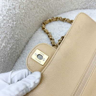 Chanel Medium Classic Flap CF in Beige Caviar and GHW