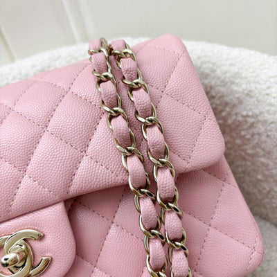 Chanel Small Classic Flap CF in 22C Sakura Pink Caviar LGHW