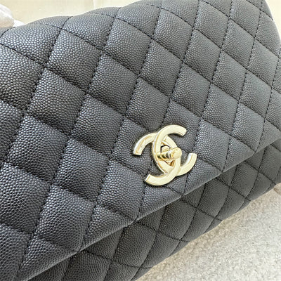 Chanel Medium 29cm Coco Handle Flap in Black Caviar and LGHW