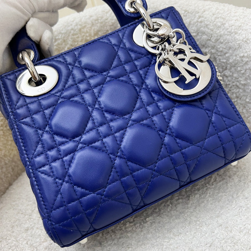 Dior Mini Lady Dior in Bleu De Minuit Lambskin and LGHW (Model: M0505PCAL)