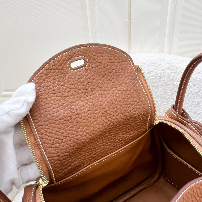 Hermes Mini Lindy in Gold Clemence Leather and GHW