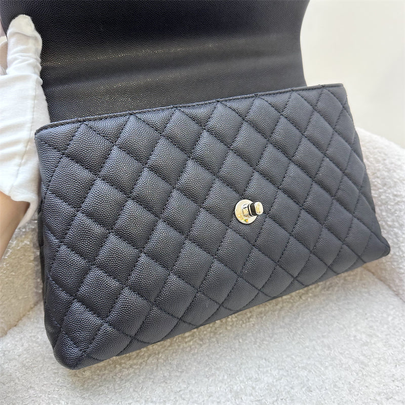Chanel Medium 29cm Coco Handle Flap in Black Caviar and LGHW