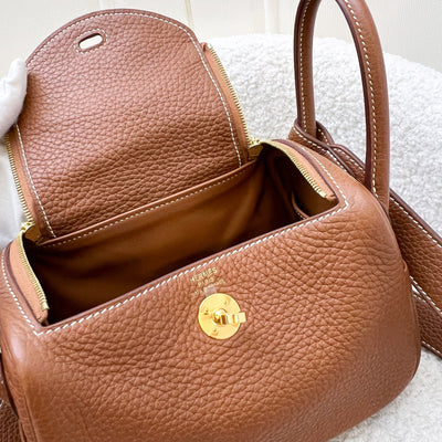 Hermes Mini Lindy in Gold Clemence Leather and GHW