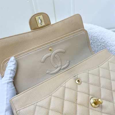 Chanel Medium Classic Flap CF in Beige Caviar and GHW