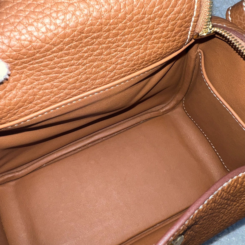 Hermes Mini Lindy in Gold Clemence Leather and GHW