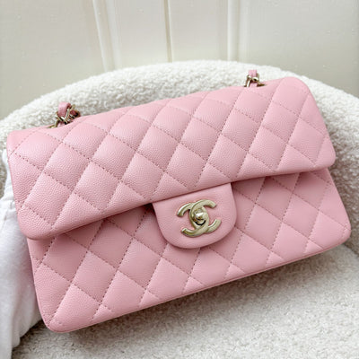 Chanel Small Classic Flap CF in 22C Sakura Pink Caviar LGHW