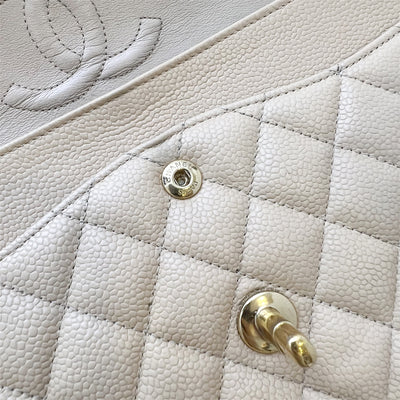 Chanel Medium Classic Flap CF in Beige Caviar and GHW