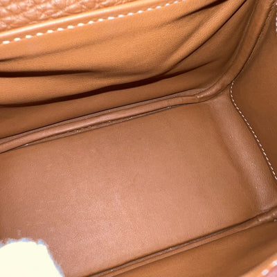Hermes Mini Lindy in Gold Clemence Leather and GHW