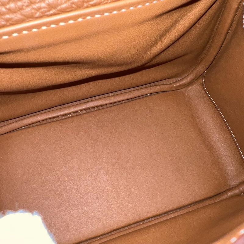 Hermes Mini Lindy in Gold Clemence Leather and GHW