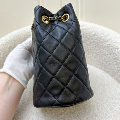 Chanel New Pearl Crush Bucket Bag in 22S Black Lambskin AGHW