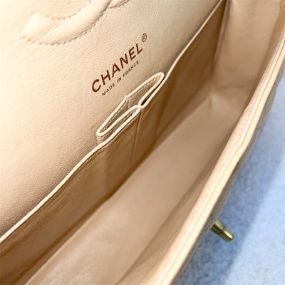 Chanel Medium Classic Flap CF in Beige Caviar and GHW