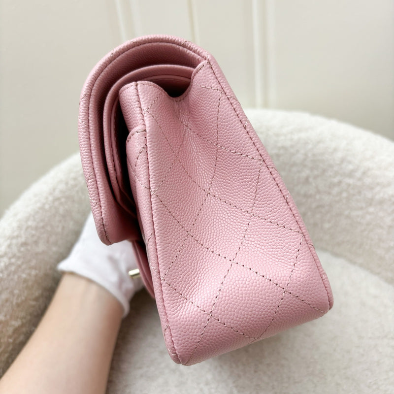 Chanel Small Classic Flap CF in 22C Sakura Pink Caviar LGHW