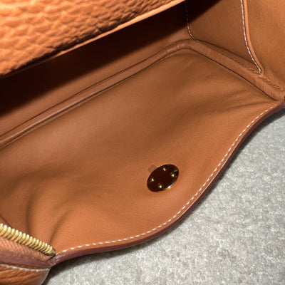 Hermes Mini Lindy in Gold Clemence Leather and GHW
