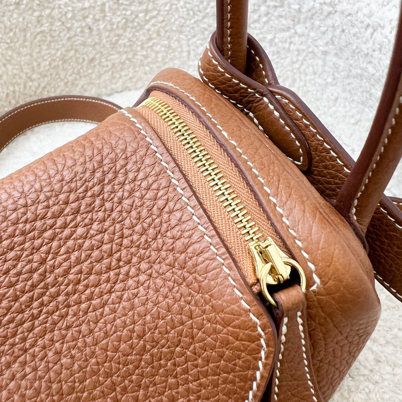 Hermes Mini Lindy in Gold Clemence Leather and GHW