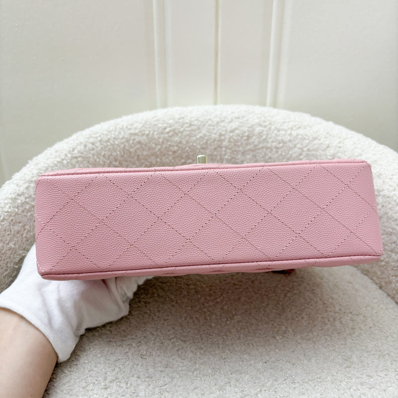 Chanel Small Classic Flap CF in 22C Sakura Pink Caviar LGHW