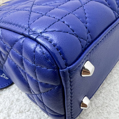 Dior Mini Lady Dior in Bleu De Minuit Lambskin and LGHW (Model: M0505PCAL)