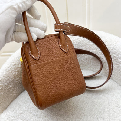 Hermes Mini Lindy in Gold Clemence Leather and GHW