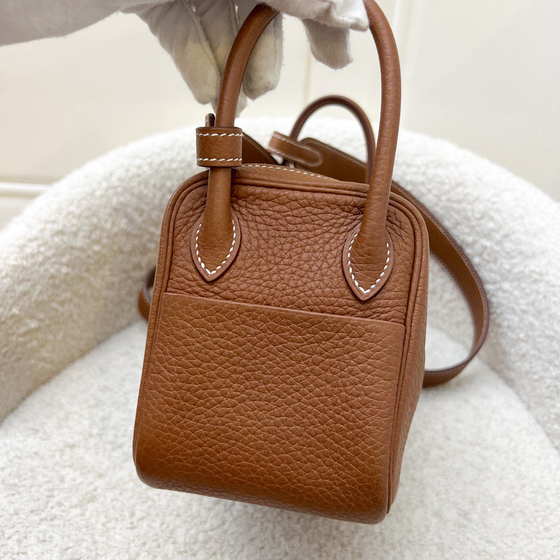 Hermes Mini Lindy in Gold Clemence Leather and GHW