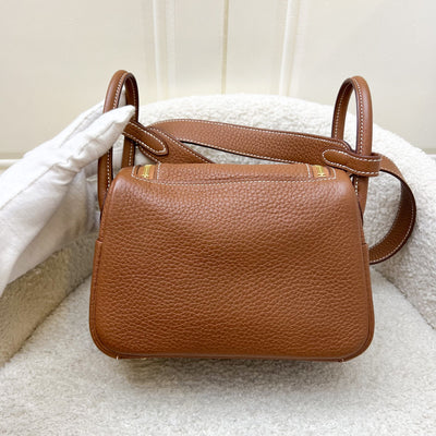 Hermes Mini Lindy in Gold Clemence Leather and GHW